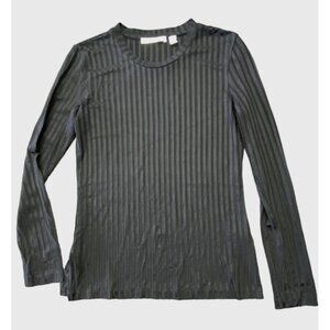 Hugo Boss Sz XS Shirt Long Sleeve Ribbed Black Classic Minimalist Luxury top